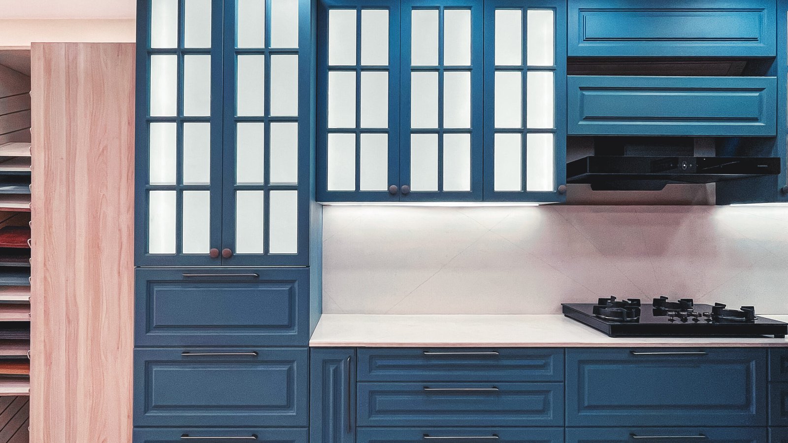 Blue themed Modular Kitchen